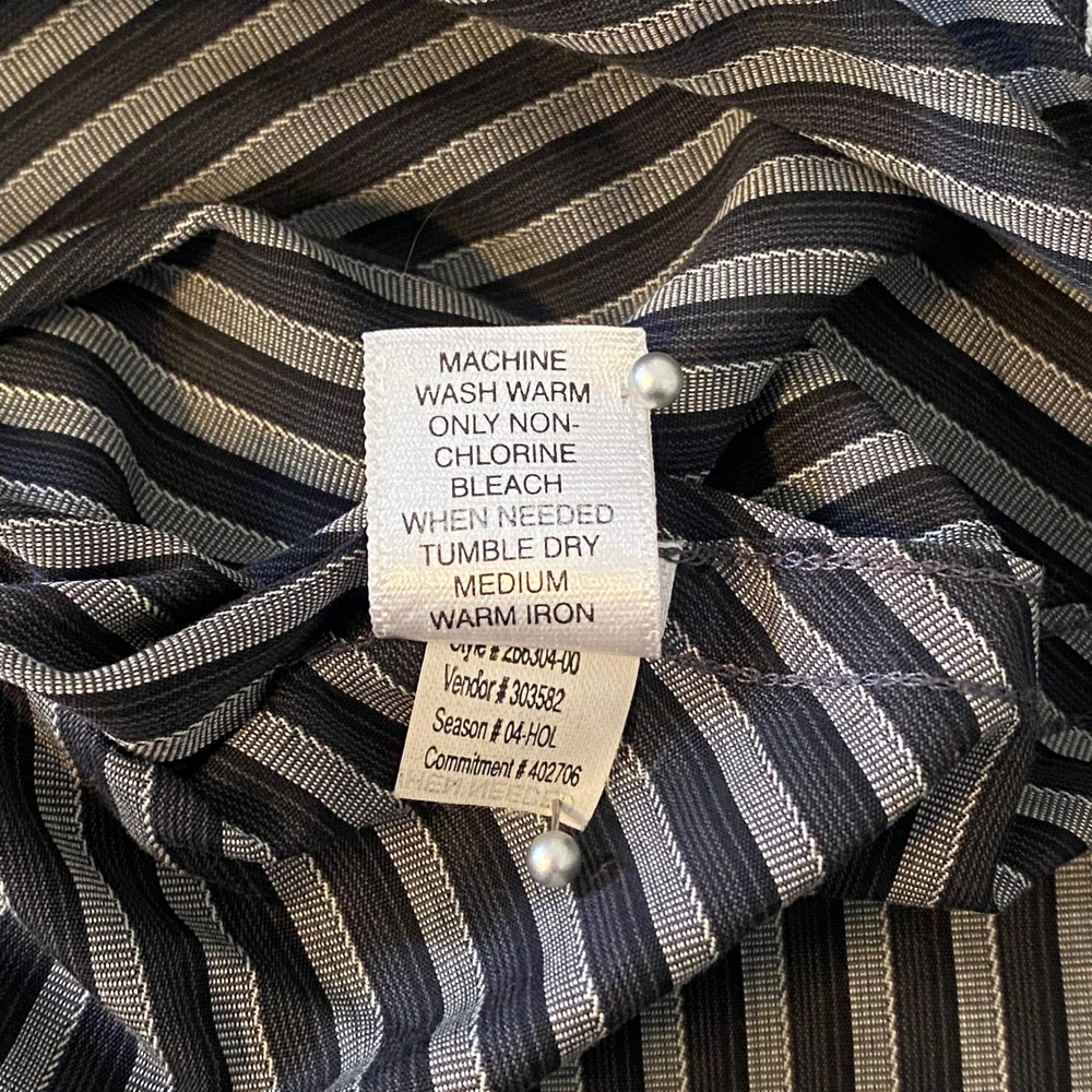Banana Republic Shirt Sz L Black Gray Diagonal Stripe Button Up VTG Y2K ‎ Office - Picture 7 of 11